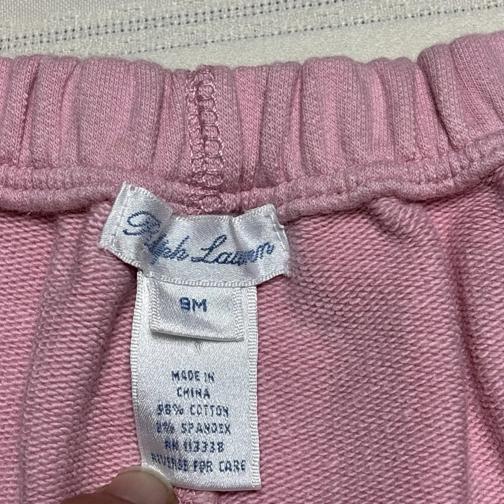Ralph Lauren Girls Pink  2pc Long Sleeve Top/ Jacket And Pants Set 9M